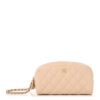 Caviar Quilted Toiletry Case With Chain Beige