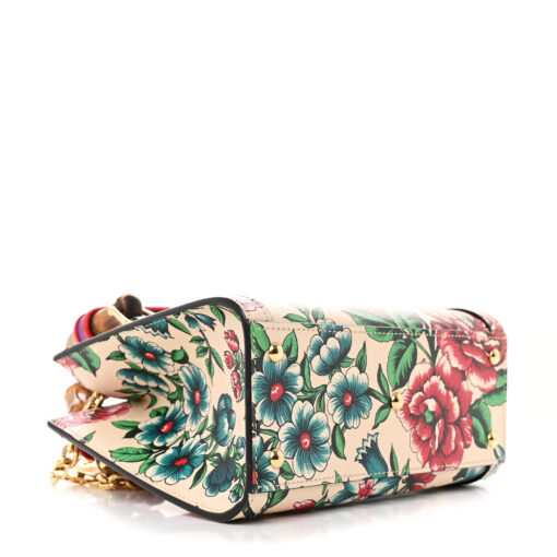 New Shangai Calfskin Floral Print Mini Diana Tote Bag Multicolor