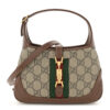 GG Supreme Monogram Azalea Calfskin Web Mini Jackie 1961 Hobo Beige Ebony Brown Sugar