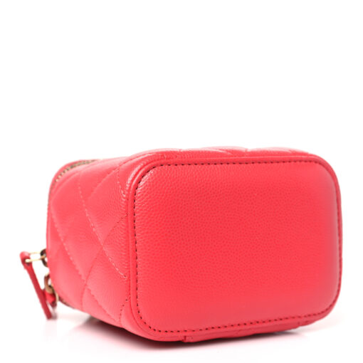 Caviar Quilted Mini Vanity Case With Chain – Red