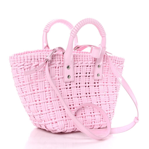 Faux Calfskin Braided Varnished XS Bistro Basket Candy Pink