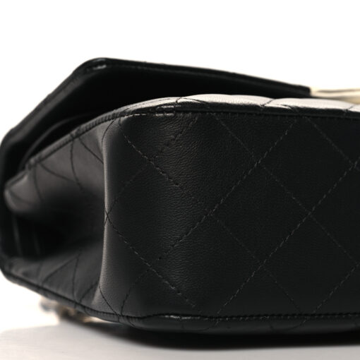 Lambskin Quilted Medium Double Flap – Black & White