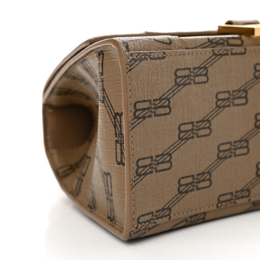 Coated Canvas BB Monogram Small Hourglass Top Handle Bag Beige Brown