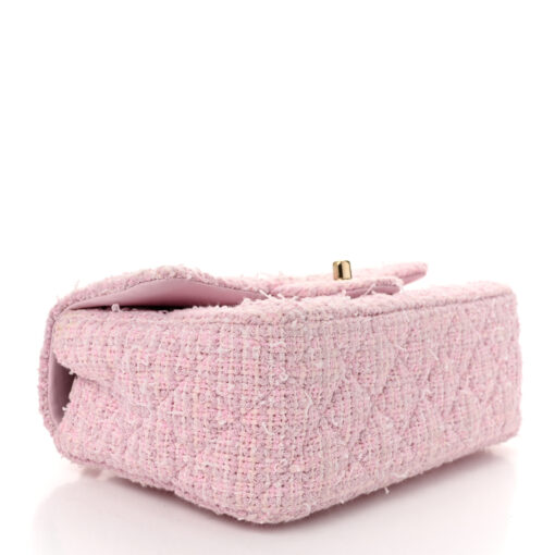 Tweed Quilted Mini Rectangular Flap – Pink