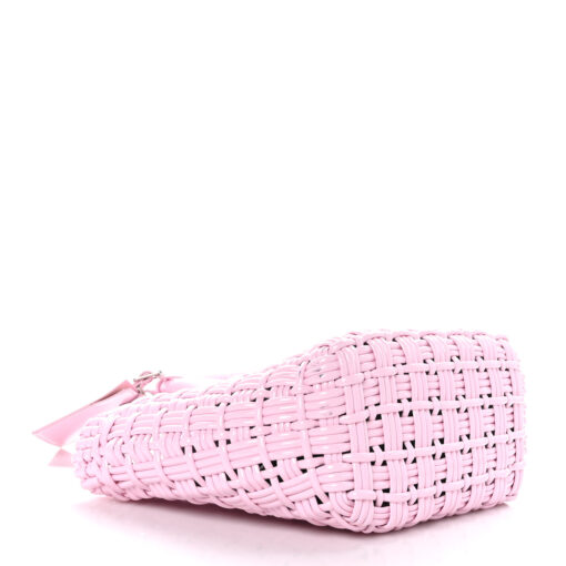 Faux Calfskin Braided Varnished XS Bistro Basket Candy Pink