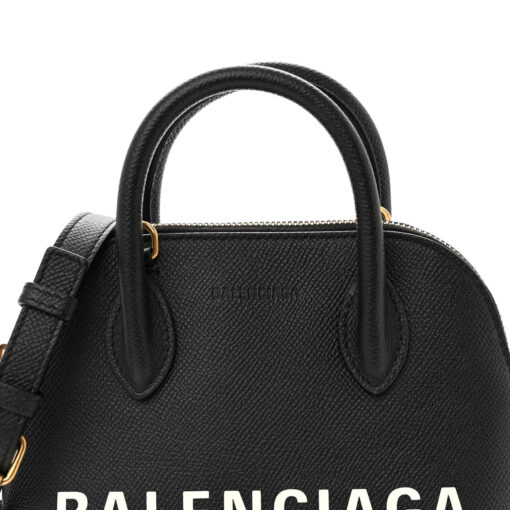 Signature Grained Calfskin XXS Ville Top Handle Bag Black White