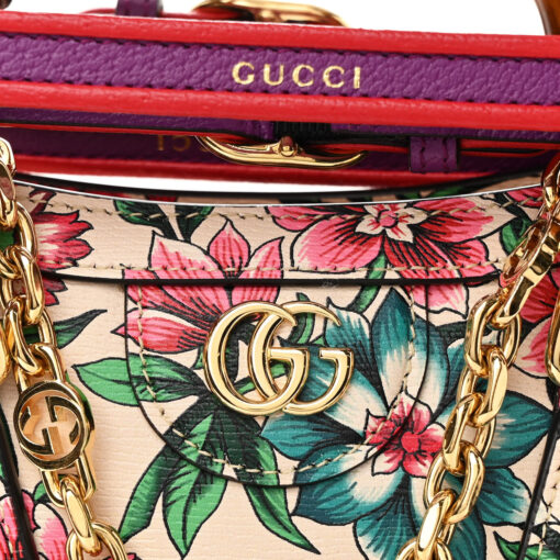 New Shangai Calfskin Floral Print Mini Diana Tote Bag Multicolor