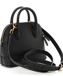 Signature Grained Calfskin XXS Ville Top Handle Bag Black White