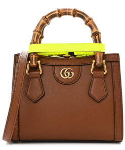 Wonka Grain Calfskin Mini Diana Tote Bag Cuir Yellow Fluo