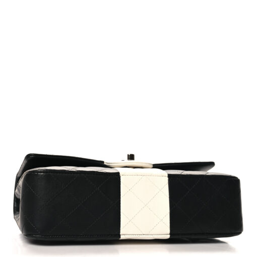 Lambskin Quilted Medium Double Flap – Black & White
