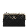Lambskin Quilted Frame Clutch With Chain Black