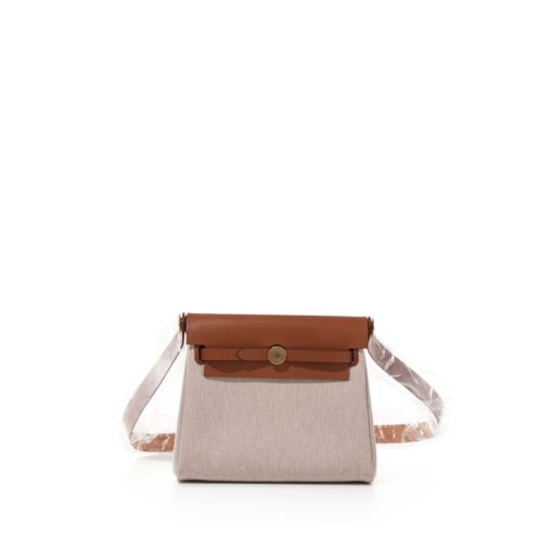 Ecru and Beige Toile H Canvas and Fauve Vache Hunter Herbag Zip 20 Gold Hardware, 2025