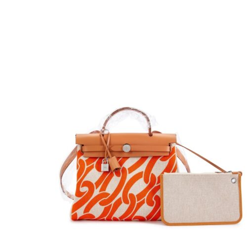 Naturel Sable Vache Hunter and Orange Minium and Ecru Toile Maillons & Co Herbag Zip 31 Palladium Hardware, 2024