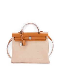 Fauve Vache Hunter and Ecru Toile Quadrille Herbag Zip 31 Palladium Hardware, 2024