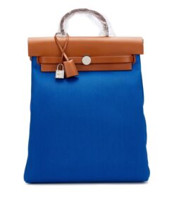 Natural Vache Hunter and Bleu Electric Toile Herbag A Dos Zip Backpack Palladium Hardware, 2022