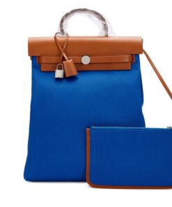 Natural Vache Hunter and Bleu Electric Toile Herbag A Dos Zip Backpack Palladium Hardware, 2022