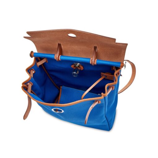 Natural Vache Hunter and Bleu Electric Toile Herbag A Dos Zip Backpack Palladium Hardware, 2022