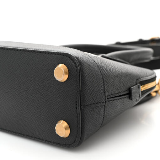 Signature Grained Calfskin XXS Ville Top Handle Bag Black White