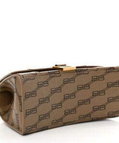 Coated Canvas BB Monogram Small Hourglass Top Handle Bag Beige Brown