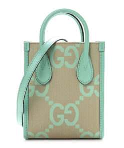 Monogram Jumbo GG Textured Dollar Calfskin Mini Tote Bag Pepperlight Mint