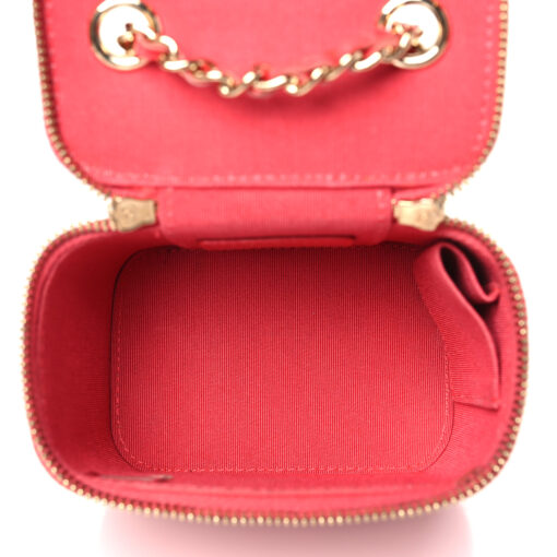 Caviar Quilted Mini Vanity Case With Chain – Red