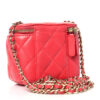 Caviar Quilted Mini Vanity Case With Chain – Red