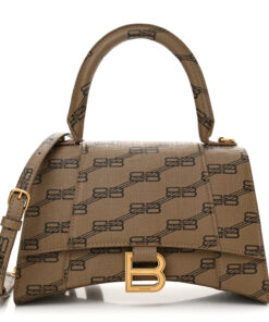 Coated Canvas BB Monogram Small Hourglass Top Handle Bag Beige Brown