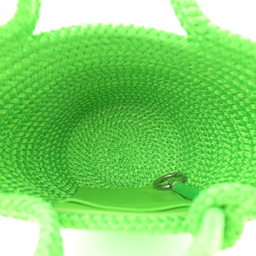 Nylon Lambskin Woven Mini Ibiza Basket With Strap Acid Green