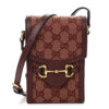 Monogram Textured Dollar Calfskin Mini Horsebit 1955 Crossbody Bag Sahara Rubino Chardonnay