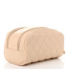 Caviar Quilted Toiletry Case With Chain Beige