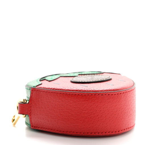 Textured Dollar Calfskin Retro Interlocking G Fruttini Strawberry Mini Crossbody