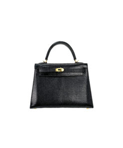 Kelly 25 Lizard Bag – Black