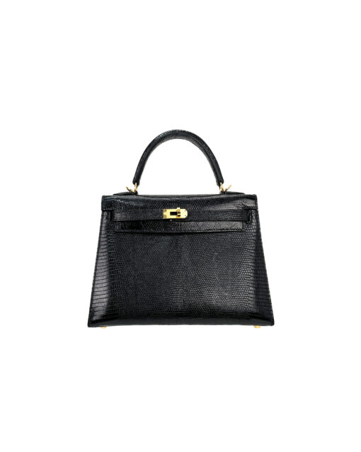 Kelly 25 Lizard Bag – Black