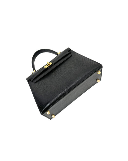 Kelly 25 Lizard Bag – Black