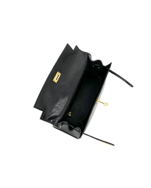 Kelly 25 Lizard Bag – Black
